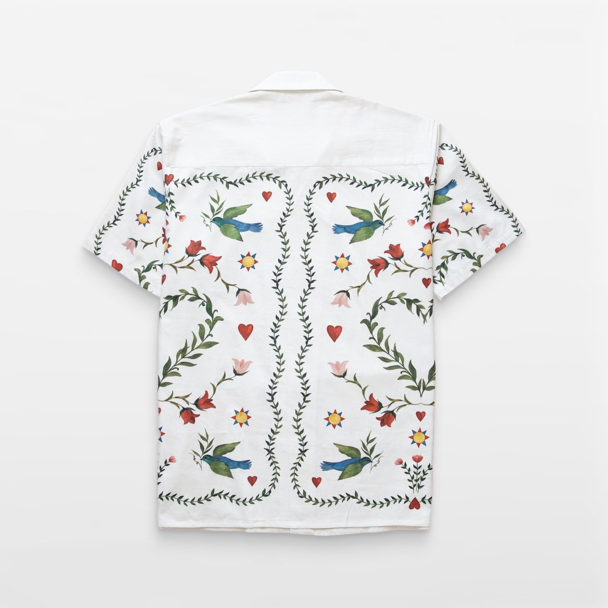 Blissful Meadow - White Summer Shirts for Men - Naymish Designs