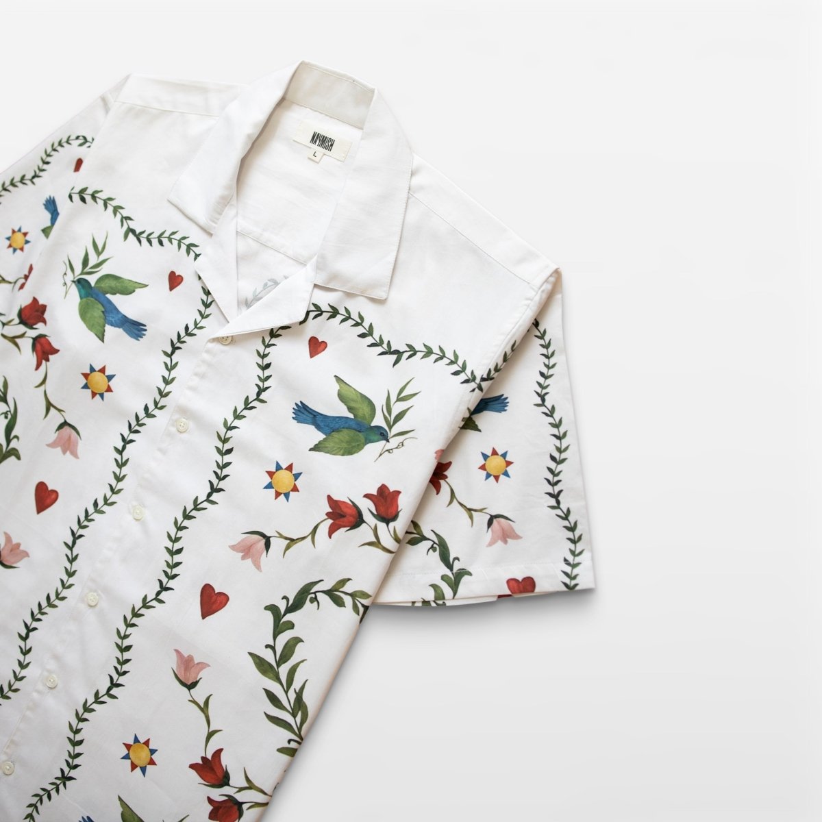 Blissful Meadow - White Summer Shirts for Men - Naymish Designs