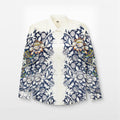 Blue floral printed white Shirts for Men - "Unfinished" shirt Available in Cotton and Linen - Naymish Designs