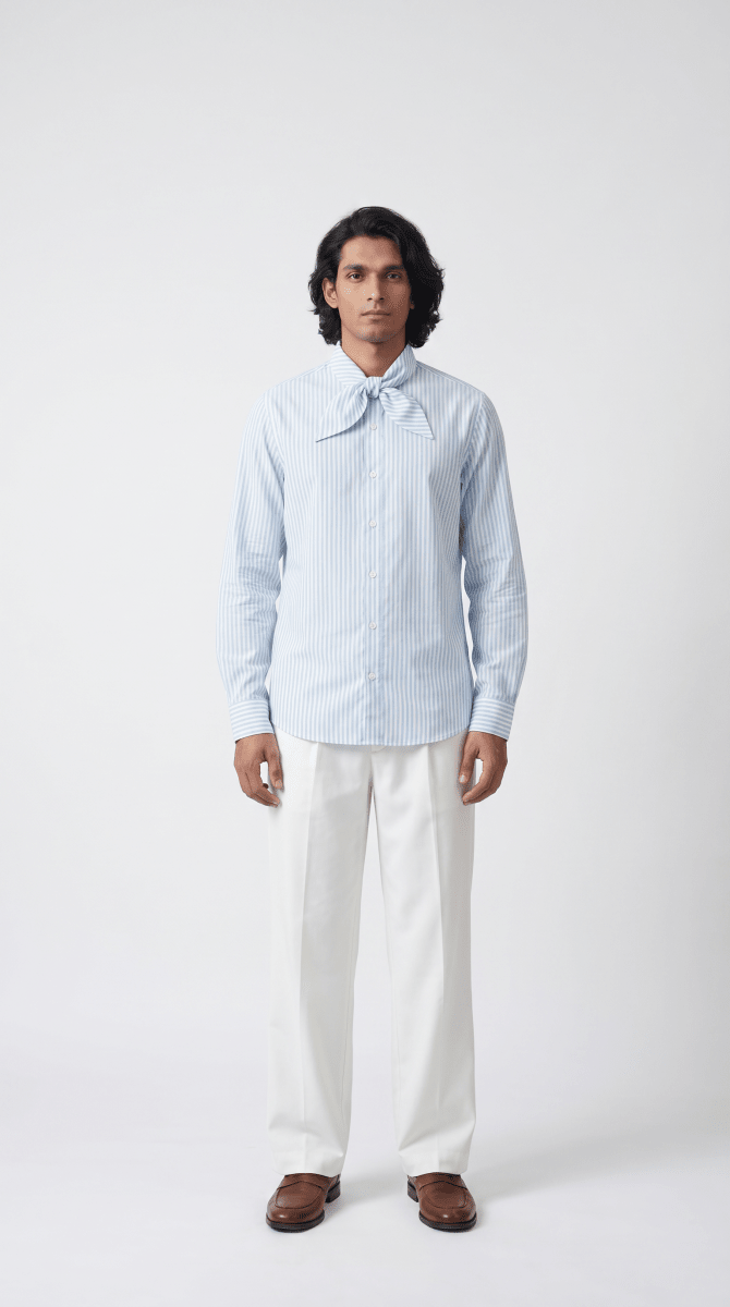 Bow Shirt Men - Retro Bow Shirt Men Blue - Naymish Designs