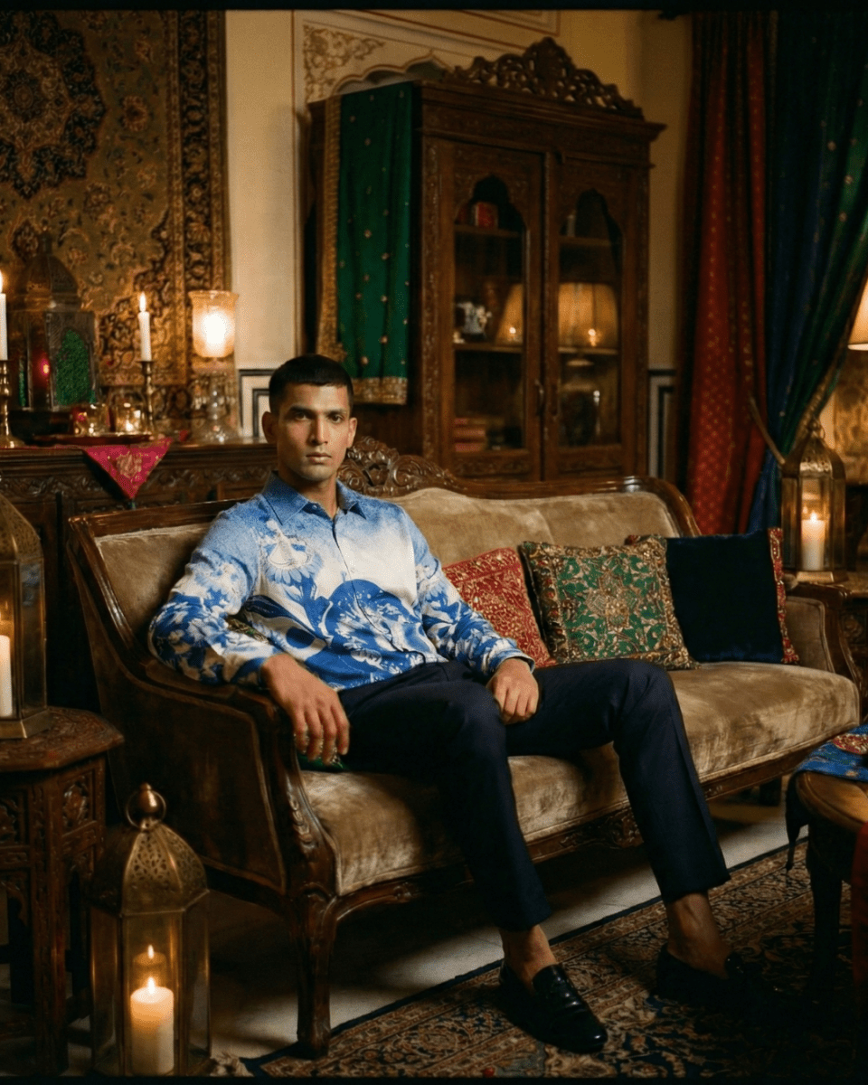 Brahma Shirt Men - Luxury Designer Shirt | Pure Linen | Partywear shirt for Men - Naymish Designs