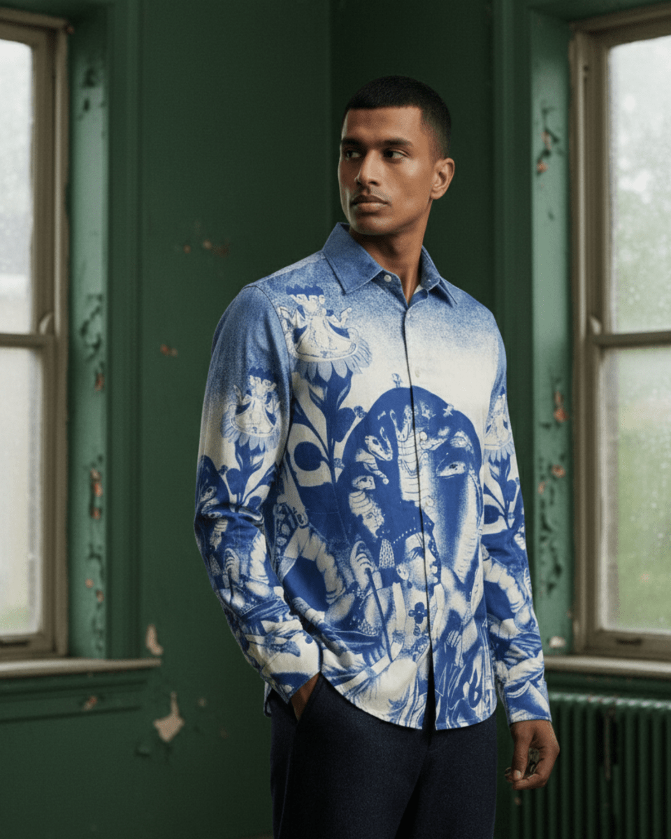 Brahma Shirt Men - Luxury Designer Shirt | Pure Linen | Partywear shirt for Men - Naymish Designs
