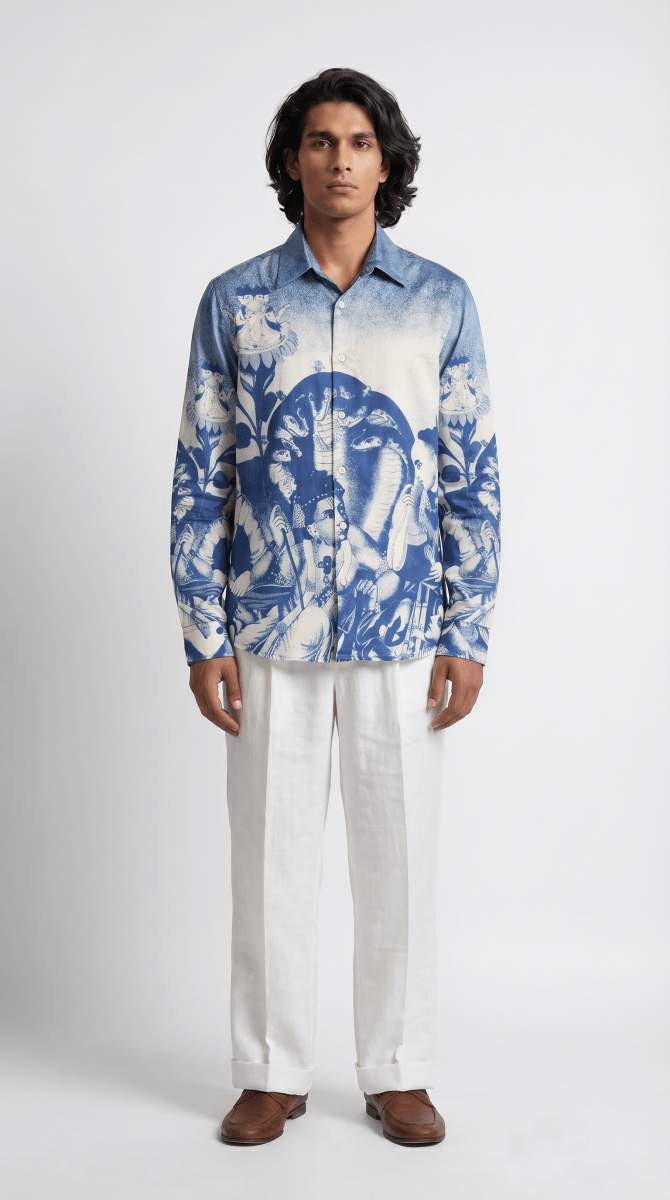 Brahma Shirt Men - Luxury Designer Shirt | Pure Linen | Partywear shirt for Men - Naymish Designs