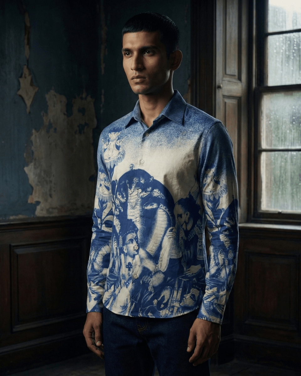 Brahma Shirt Men - Luxury Designer Shirt | Pure Linen | Partywear shirt for Men - Naymish Designs