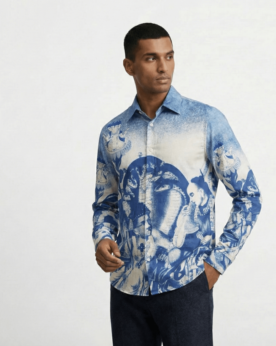 Brahma Shirt Men - Luxury Designer Shirt | Pure Linen | Partywear shirt for Men - Naymish Designs