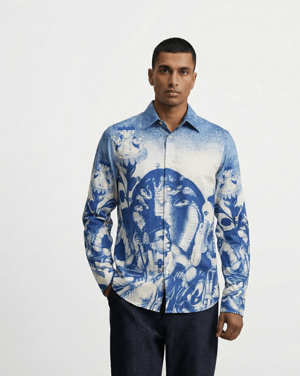 Brahma Shirt Men - Luxury Designer Shirt | Pure Linen | Partywear shirt for Men - Naymish Designs