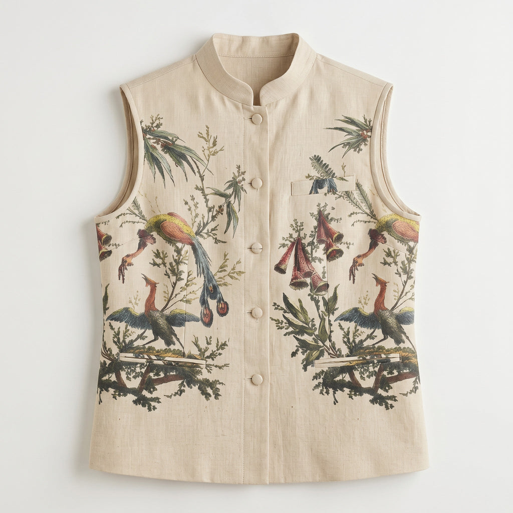 Aviary Bloom Nehru Waistcoat Women - vest front