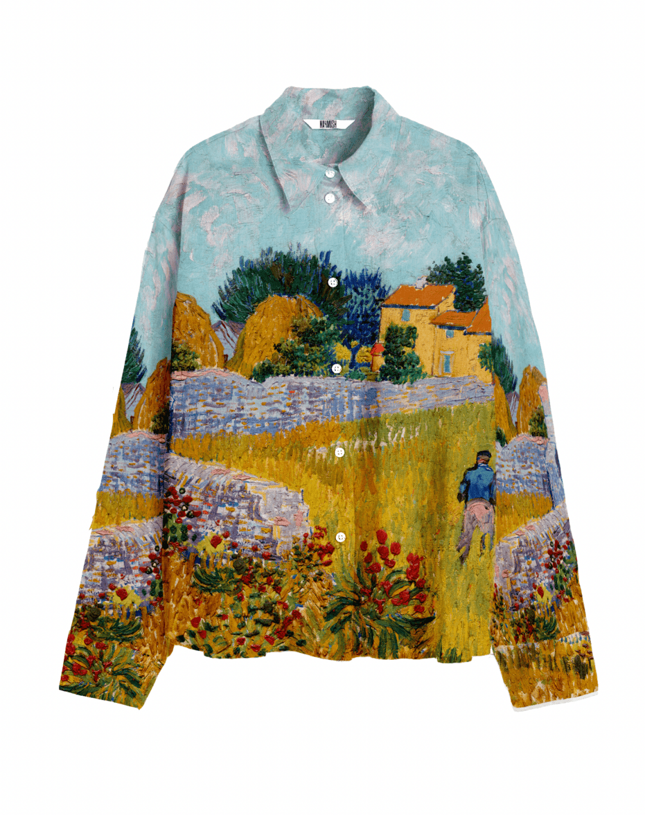 Farmhouse Women Skyblue Van Gogh Art Shirt Available in Cotton and Linen options - Naymish Designs