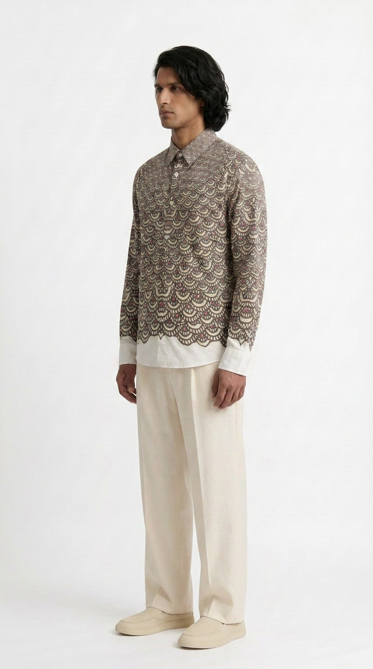 Fish Scale Shirt Men side model view