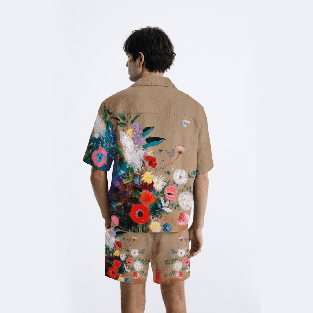 Floral Retreat - Brown party wear shirts for men - Naymish Designs