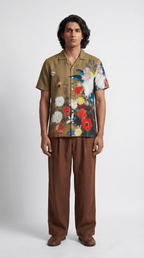 Floral Retreat Shirt Men - Brown party wear shirts for men - Naymish Designs