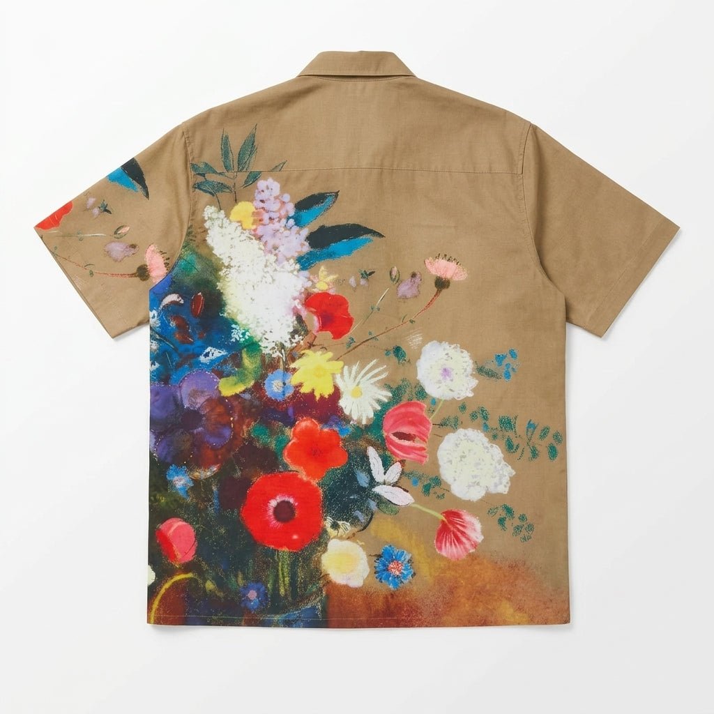 Floral Retreat Shirt Men - Brown party wear shirts for men - Naymish Designs
