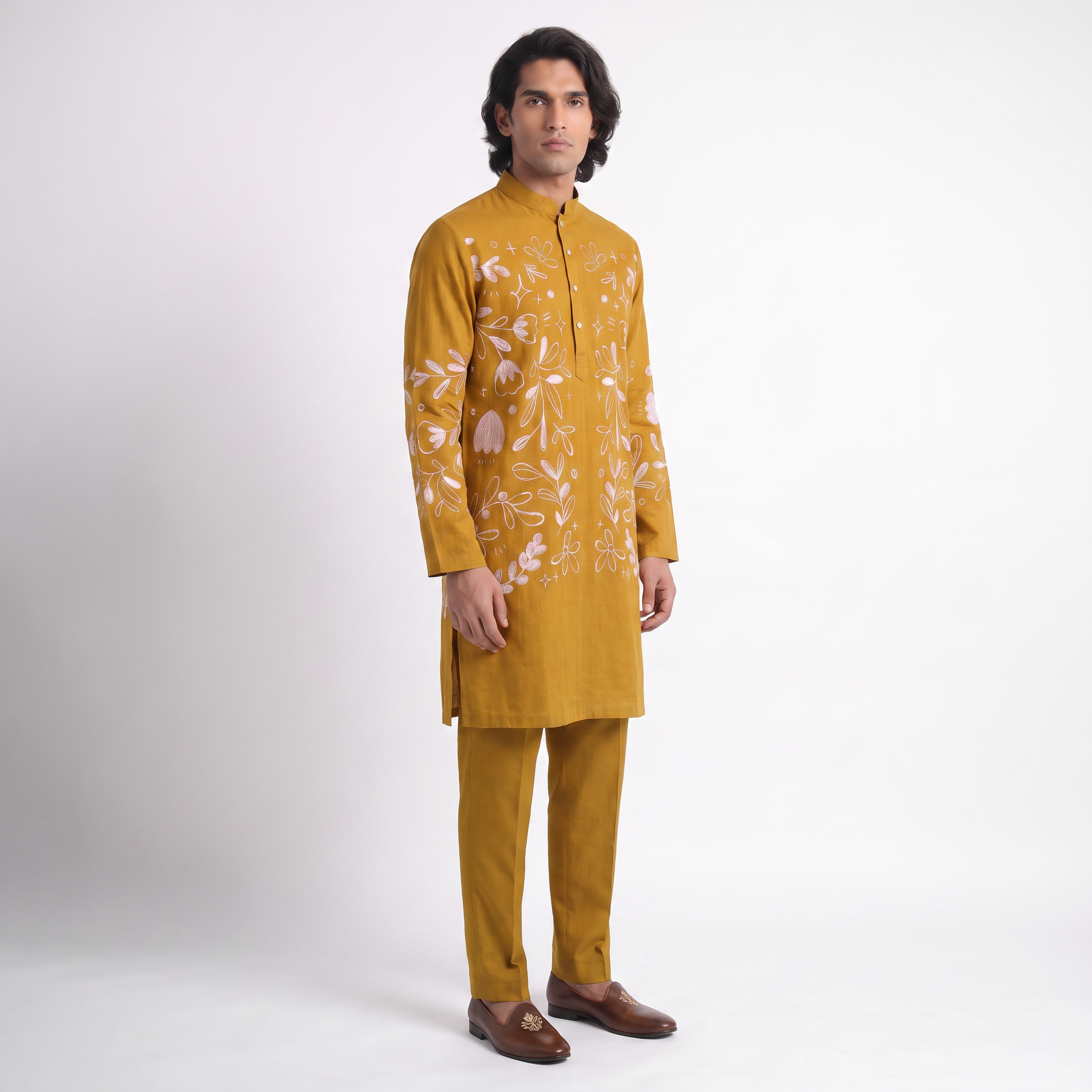 Flowerchild Kurta Yellow Men