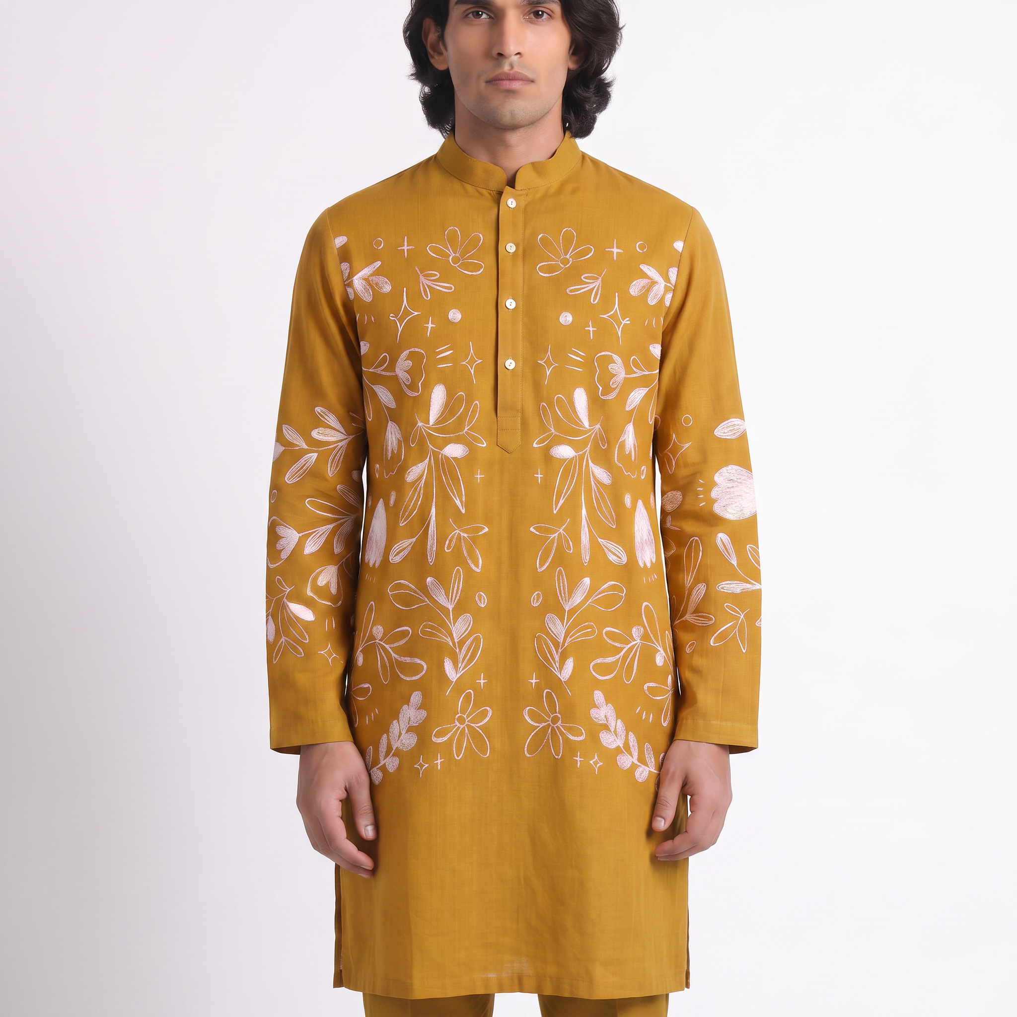 Flowerchild Kurta Yellow Men
