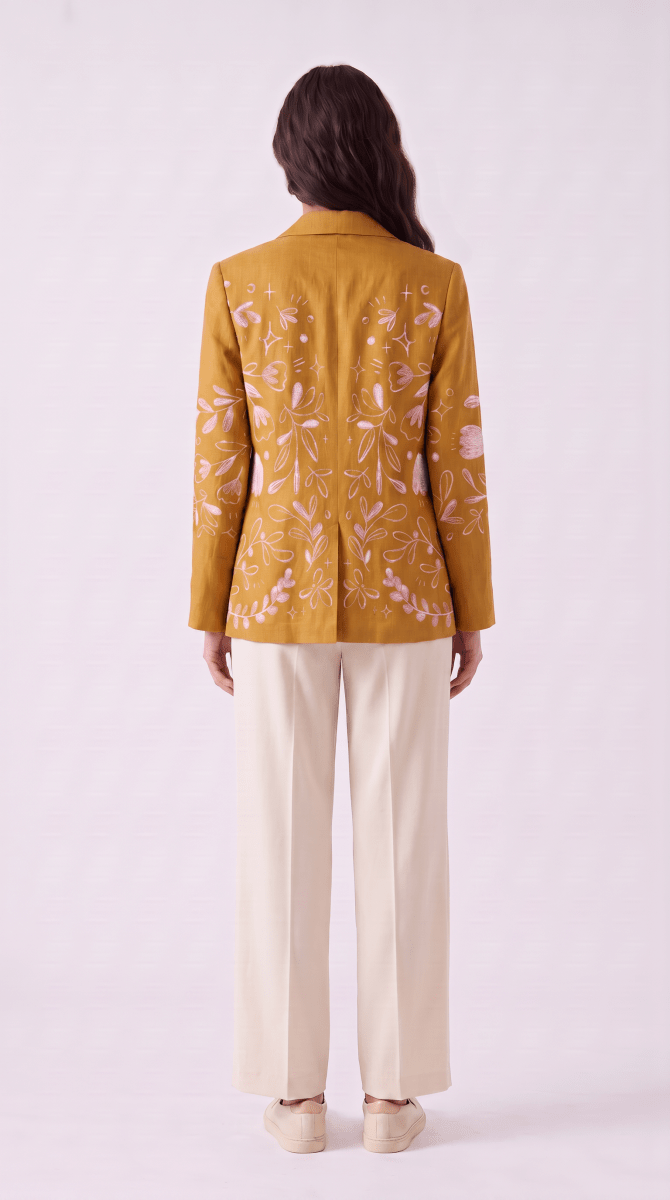 Flowerchild Blazer Women Yellow - Naymish Designs