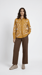 Flowerchild Full Sleeve - Shirt Women - Yellow Mustard Luxury Shirts for Women - Naymish Designs