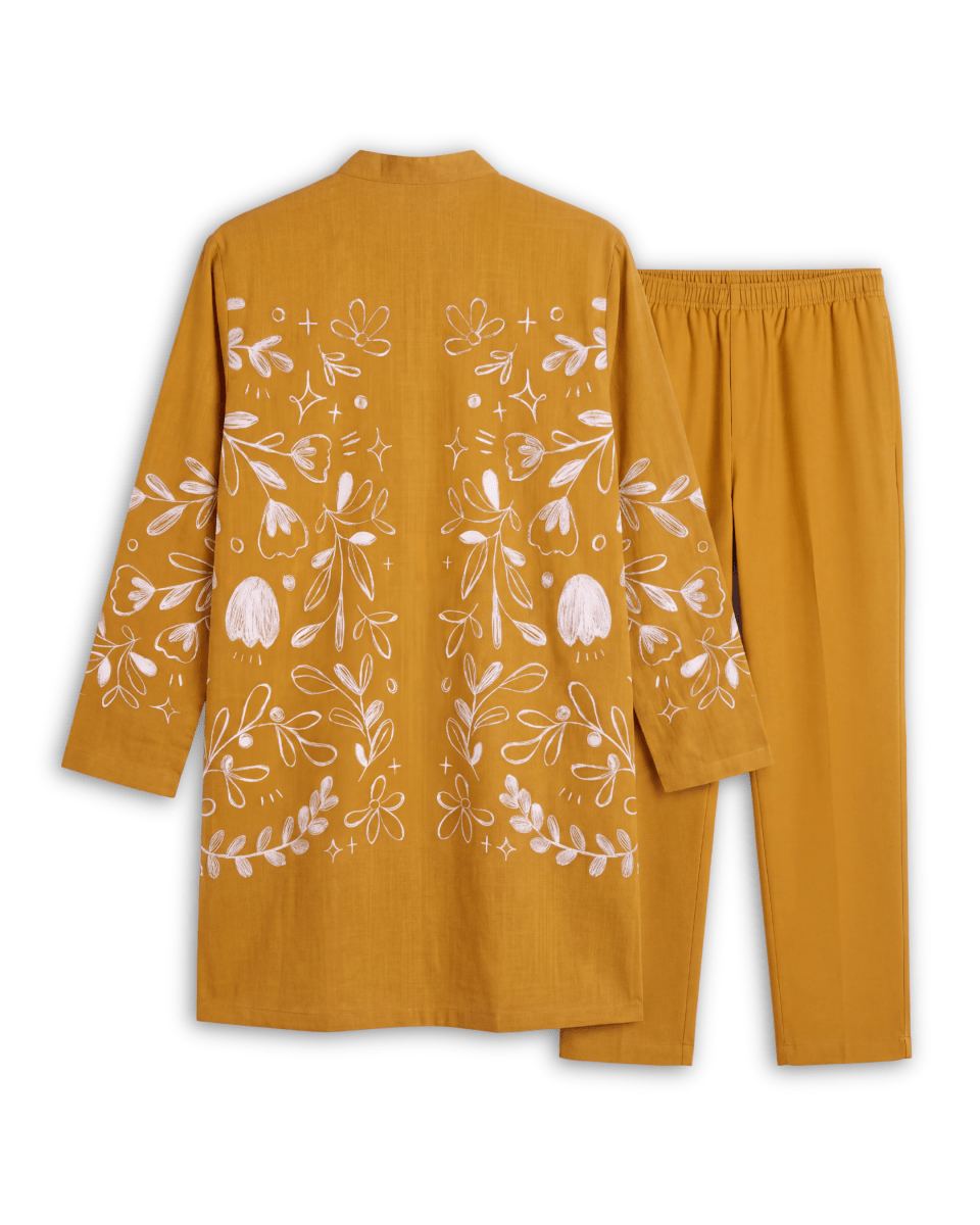 Flowerchild Kurta Set Yellow Men - Naymish Designs