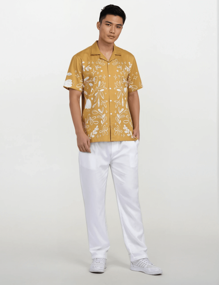 Flowerchild Yellow Mustard Luxury Shirts for Men - Naymish Designs