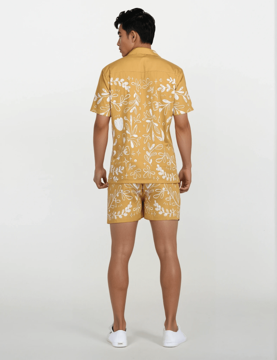 Flowerchild Yellow Mustard Luxury Shirts for Men - Naymish Designs