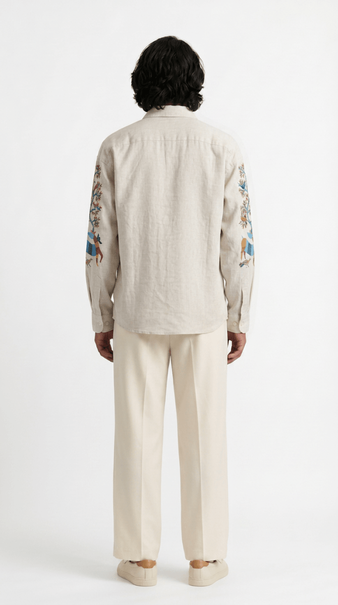 Gond Deer White Shirt Men - Naymish Designs