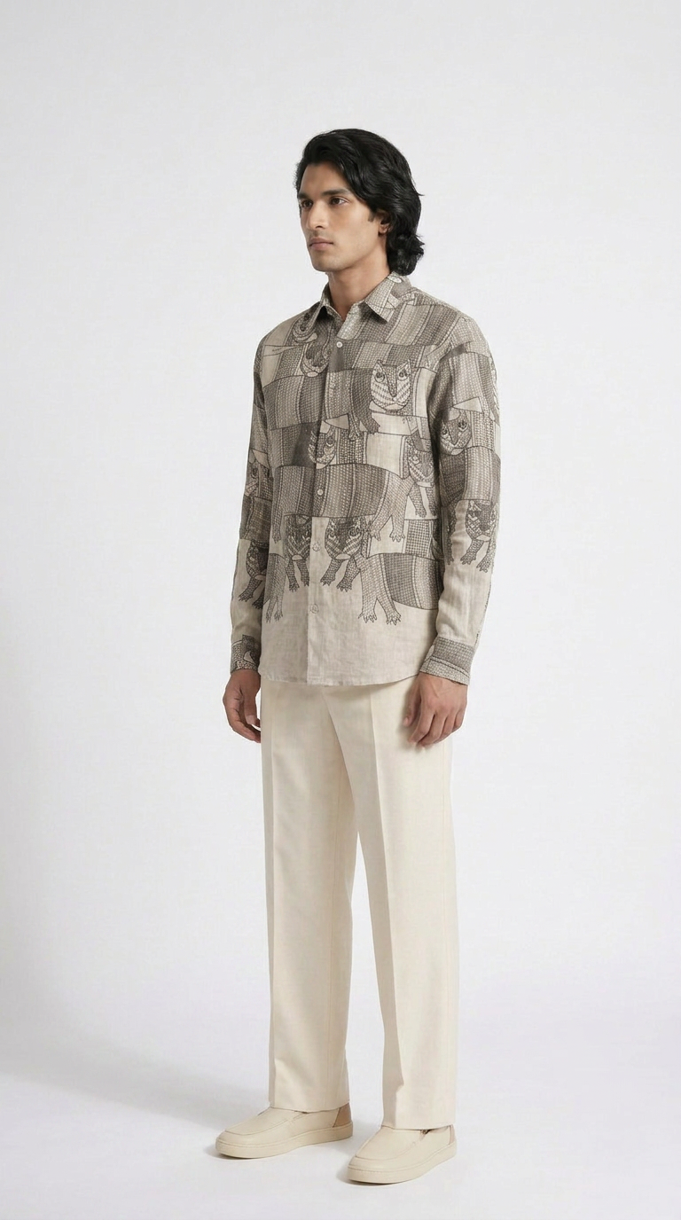 Gond Forest Shirt Men side full length view