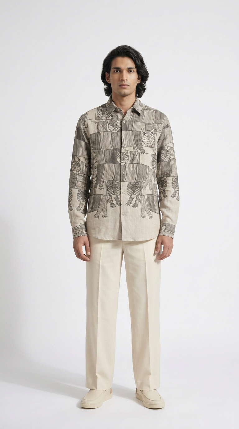 Gond Forest Shirt Men front model view