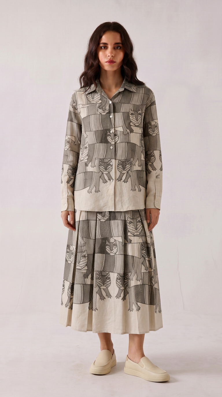 Gond Forest Skirt Women front outfit pose