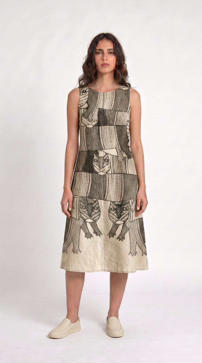 Gond Forest Dress Women front print view