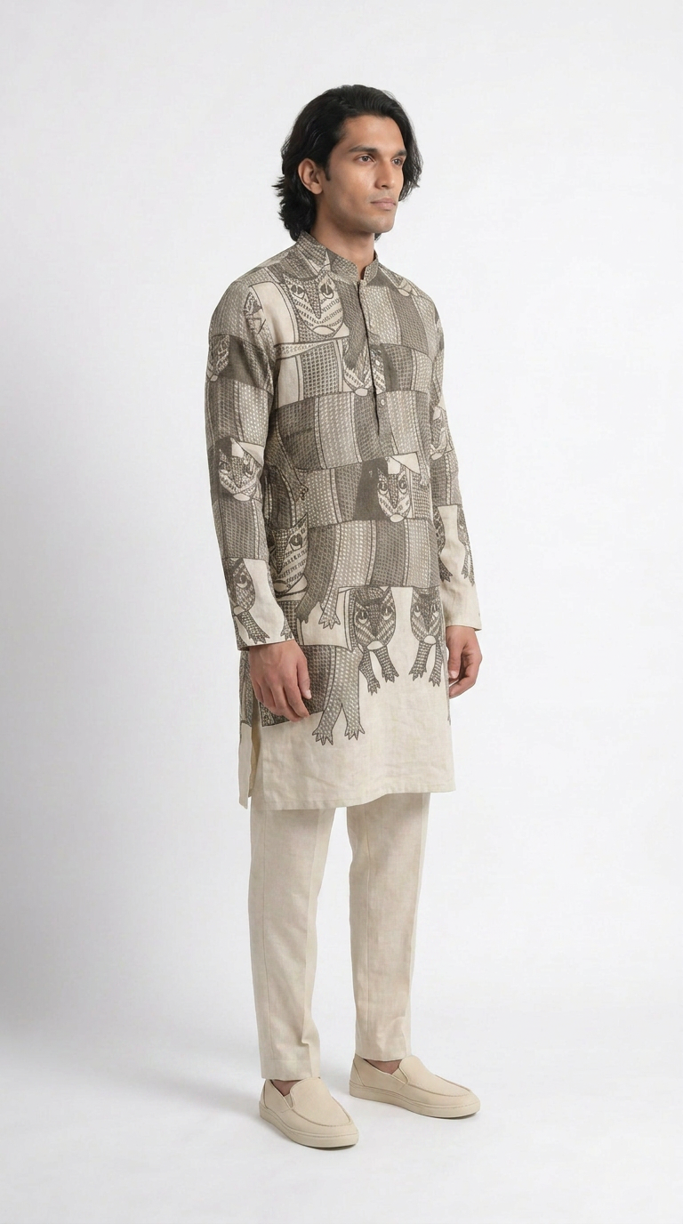 Gond Forest Kurta Men side model view