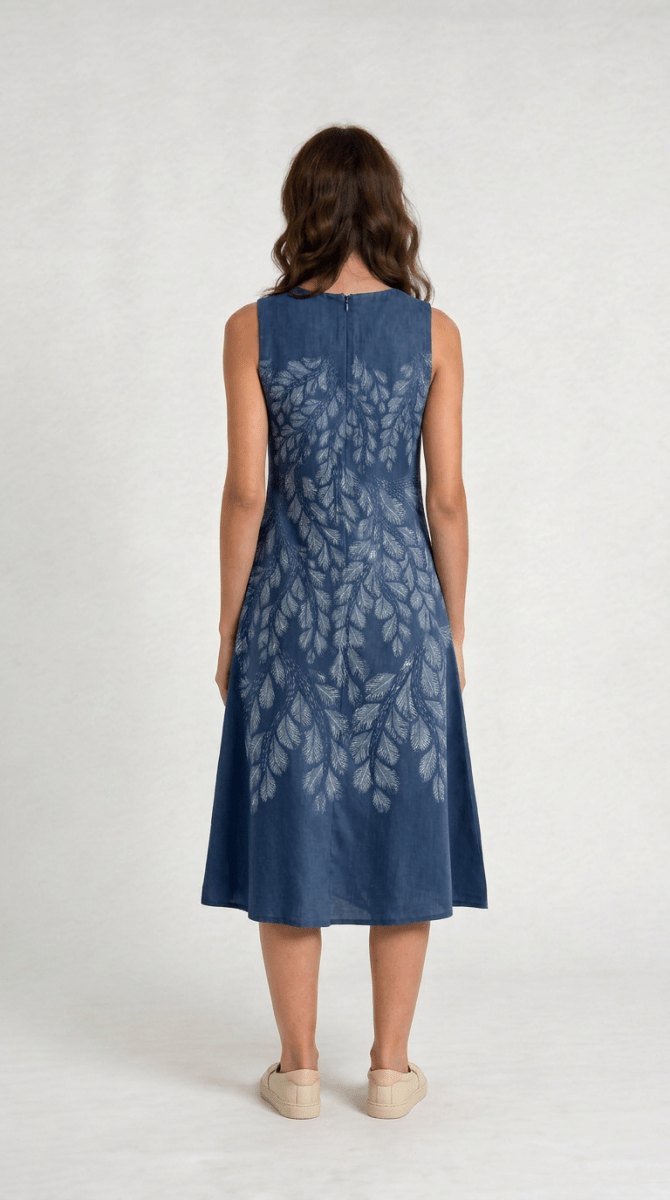 Gond Leaf Dress - Blue - Naymish Designs
