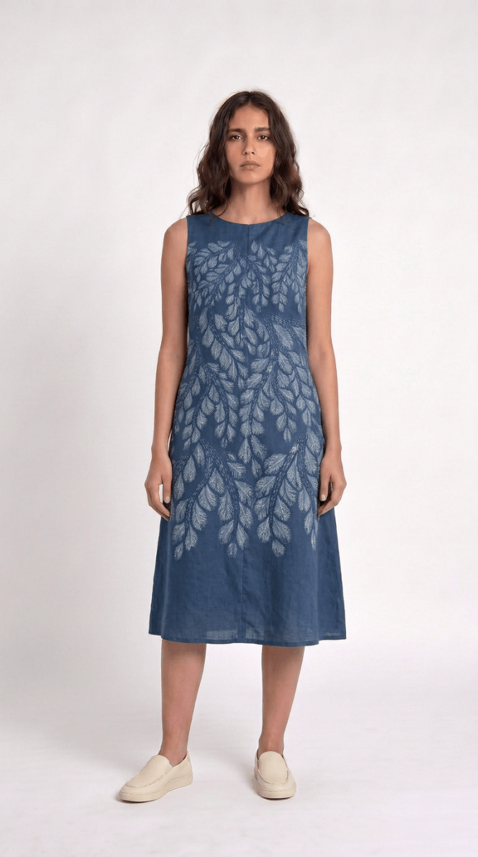 Gond Leaf Dress - Blue - Naymish Designs