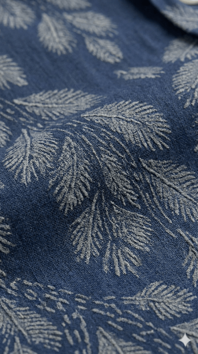 Gond Leaf Kurta Men - Blue - Naymish Designs