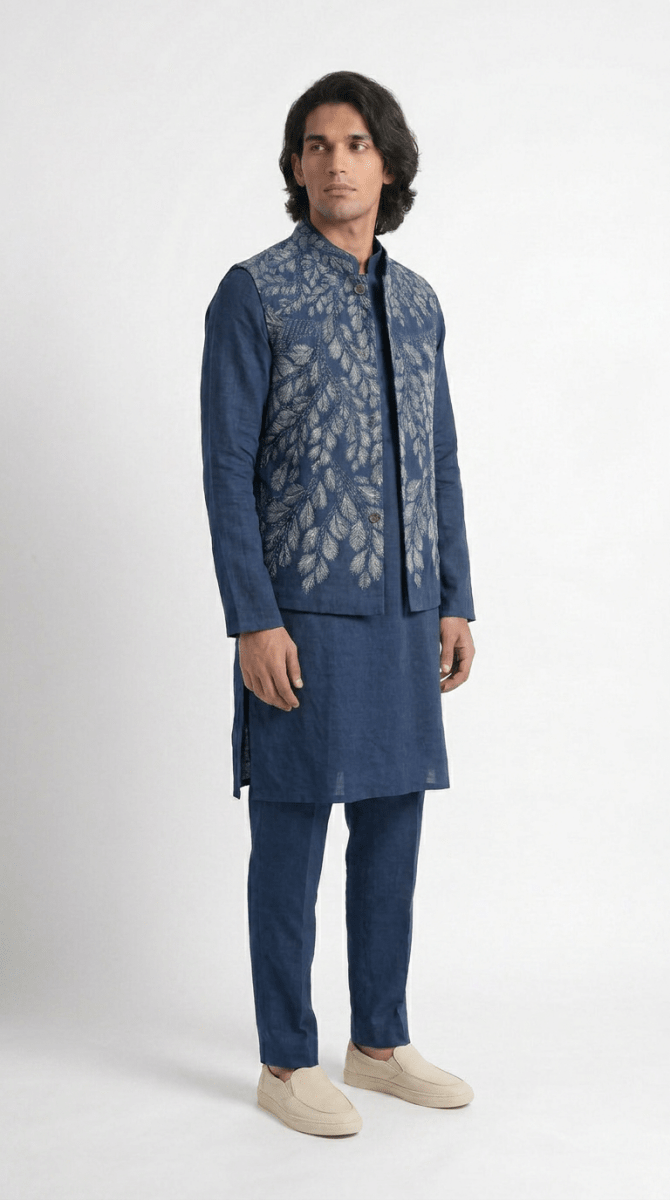 Gond Leaf Set - Blue Men - Naymish Designs