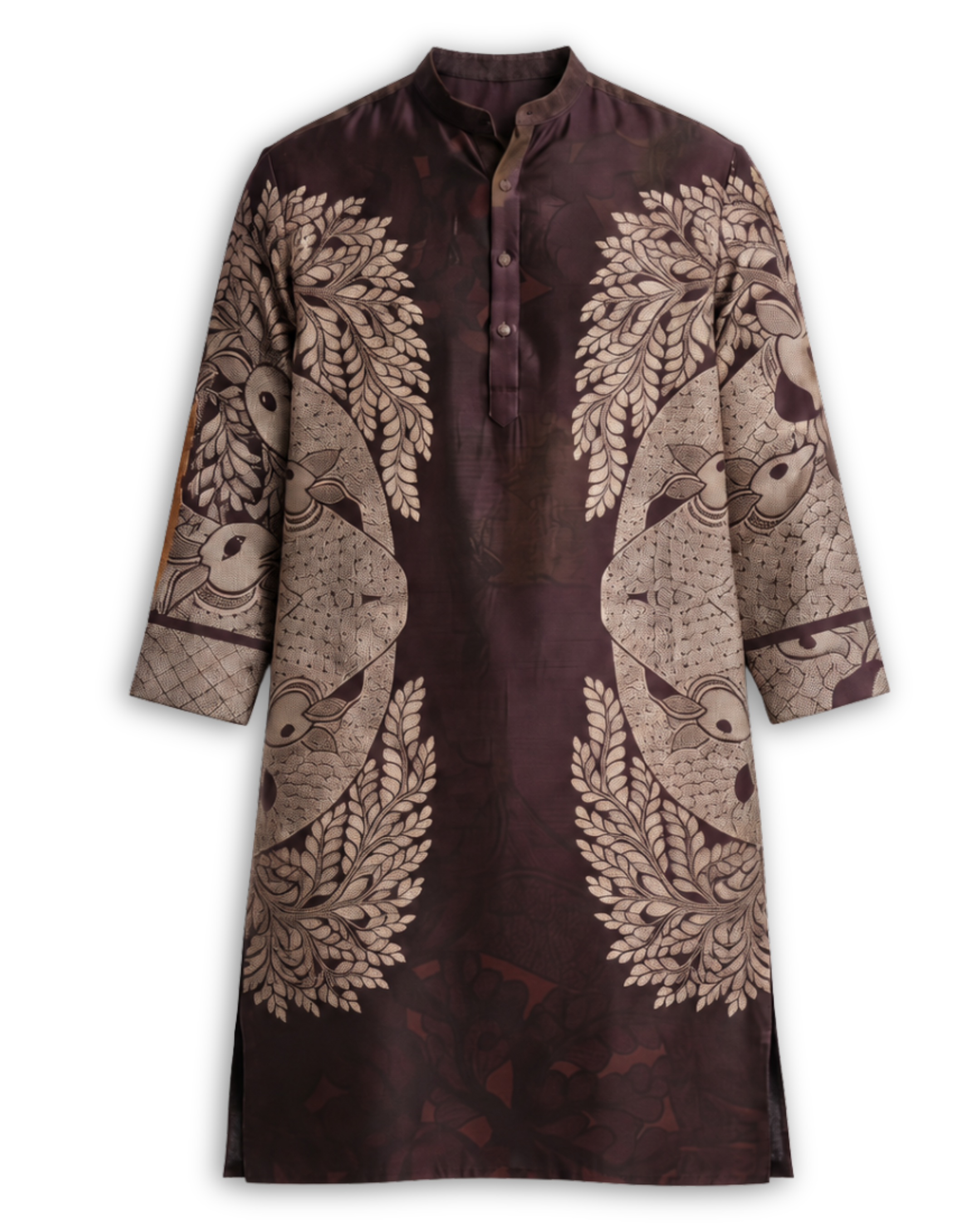 Gond Life Women Kurta Brown 3 quarter sleeves