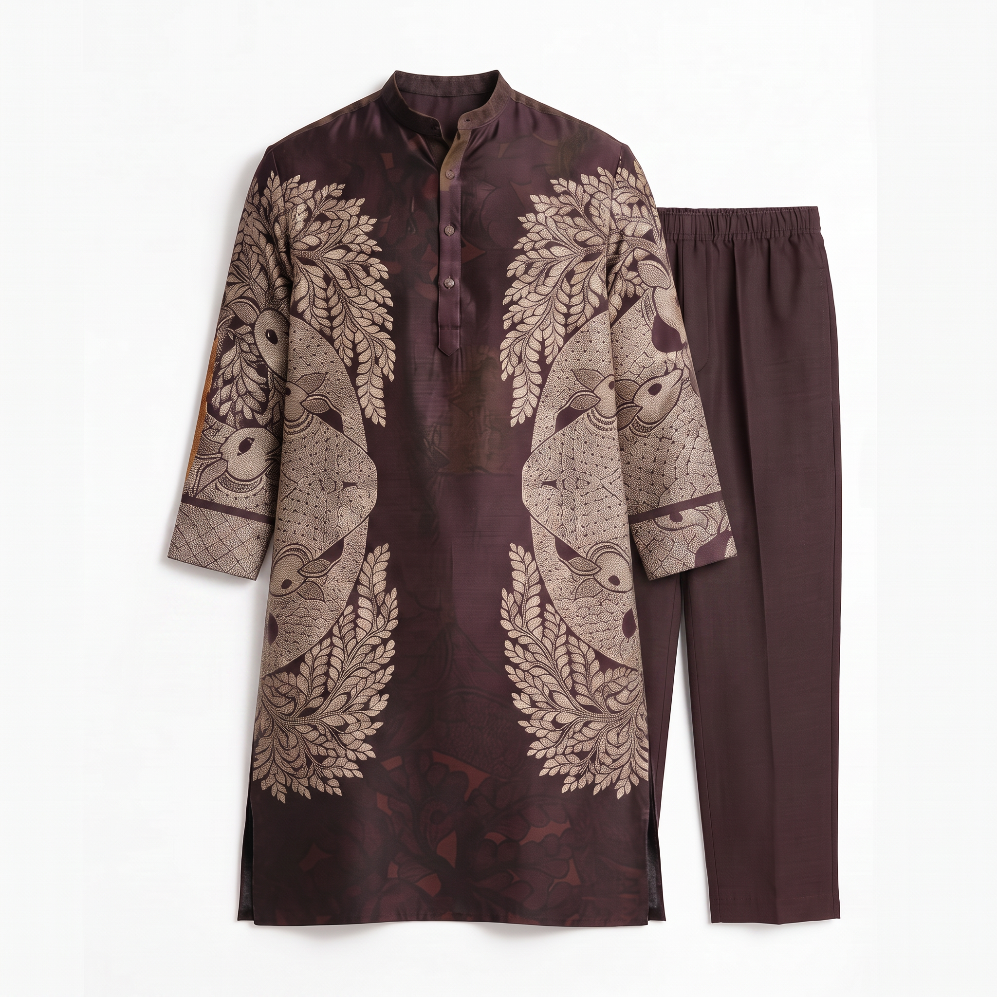 Gond Life Women Kurta Brown 3 quarter sleeves
