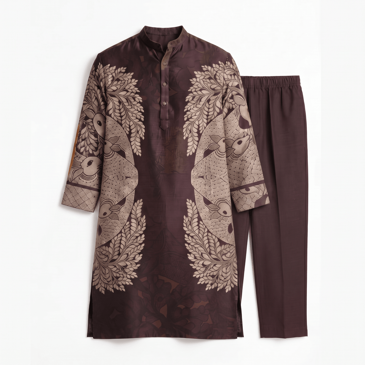 Gond Life Women Kurta Brown 3 quarter sleeves - Naymish Designs