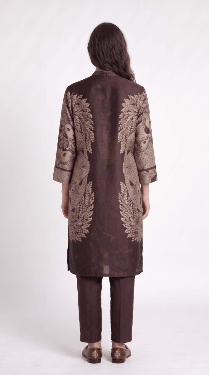 Gond Life Women Kurta Brown 3 quarter sleeves - Naymish Designs