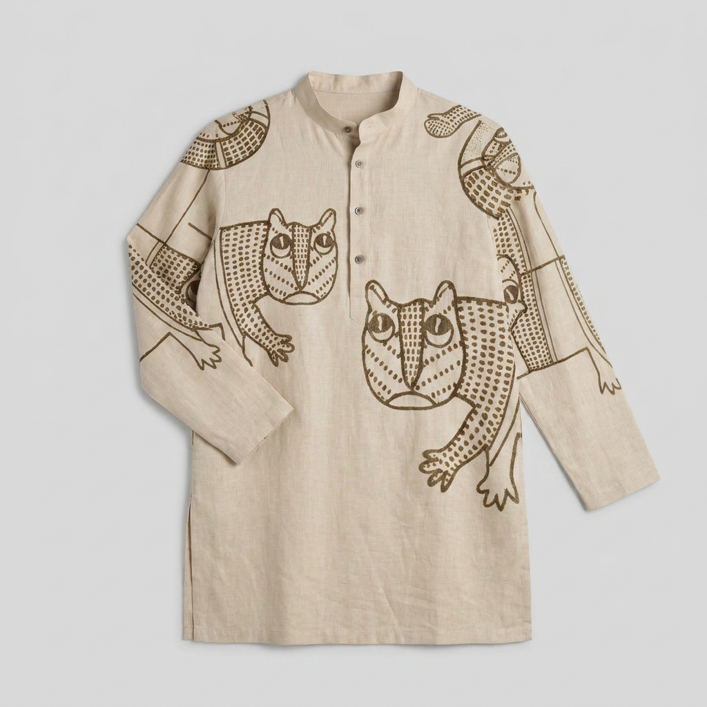 Gond Tiger Kurta flat front view