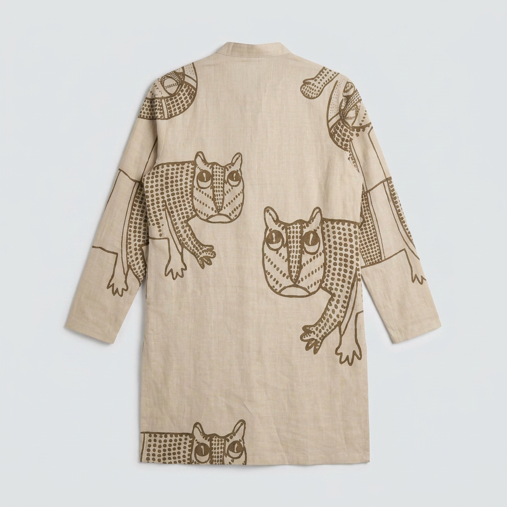 Gond Tiger Kurta flat back view