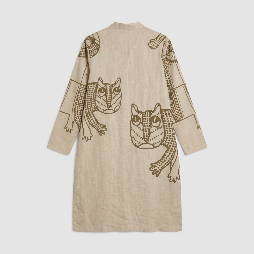 Gond Tiger Kurta Set flat kurta back view