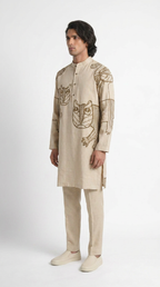 Gond Tiger Kurta Men side model view