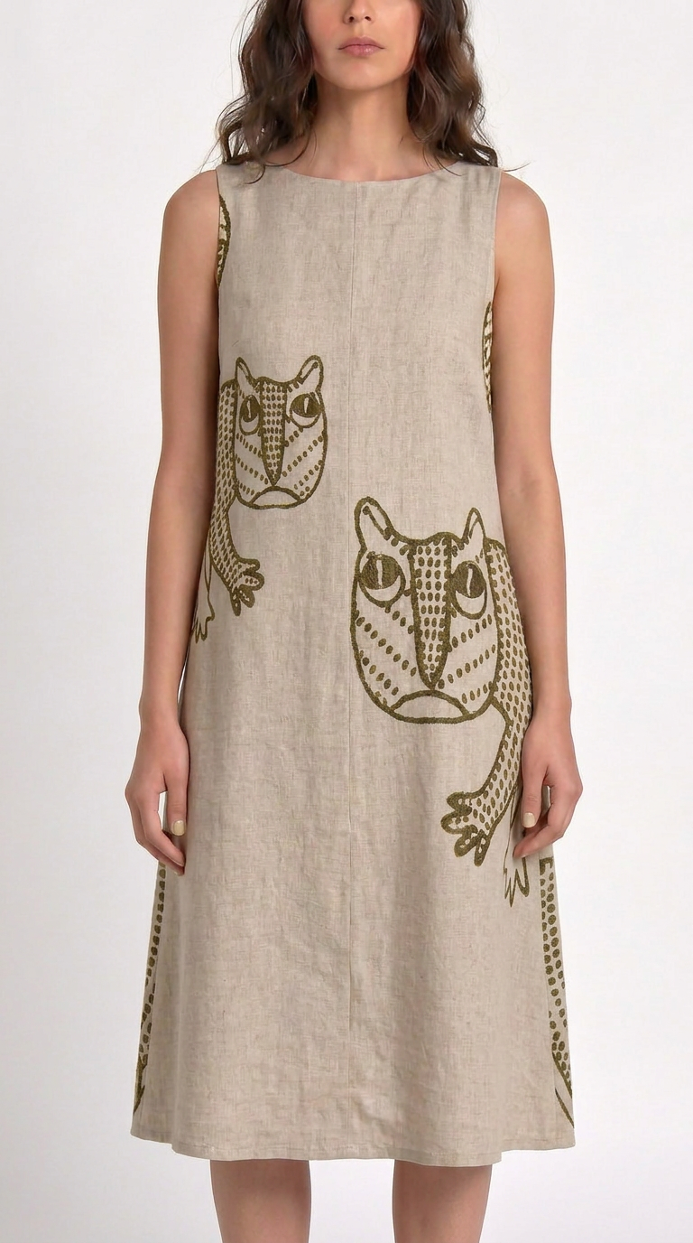 Gond Tiger Dress Women front model view
