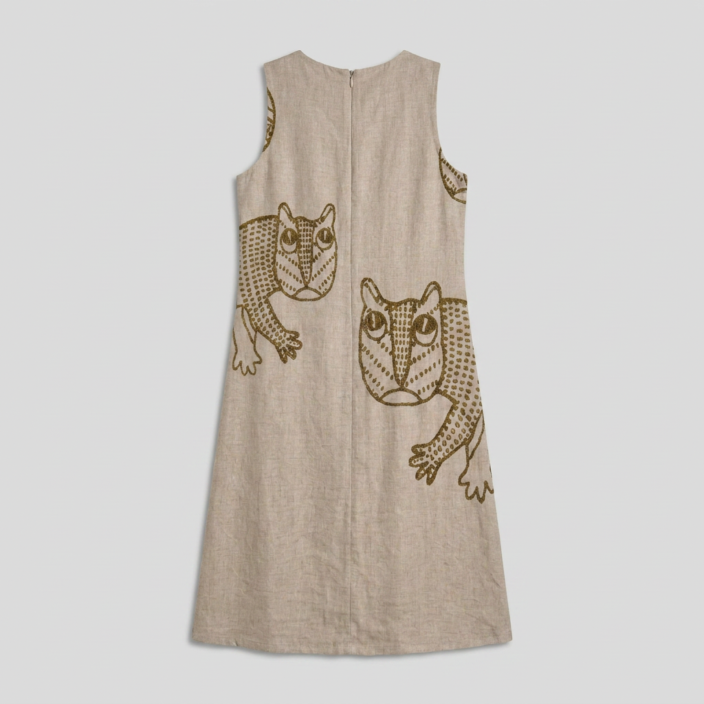 Gond Tiger Dress flat back view