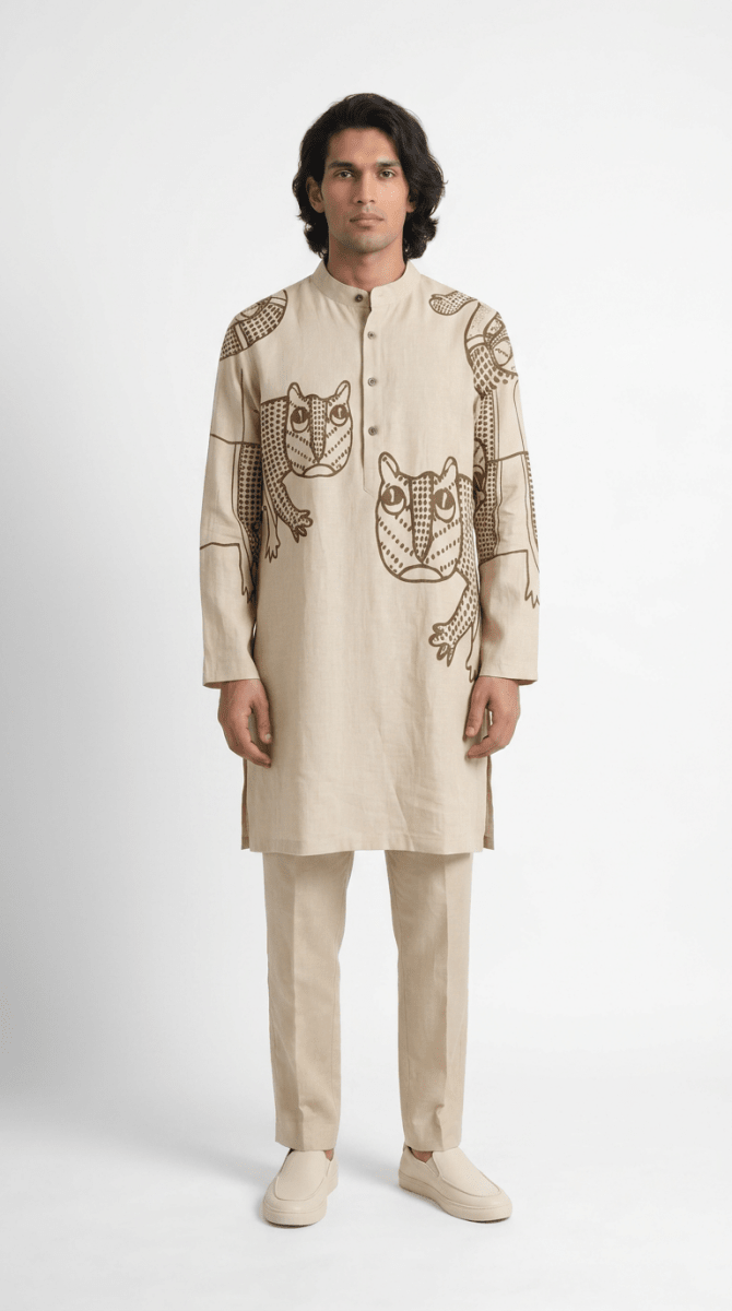 Gond Tiger Kurta Men - Naymish Designs