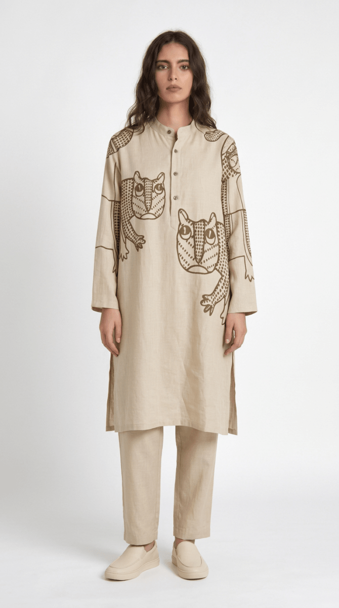 Gond Tiger Kurta Women - Naymish Designs