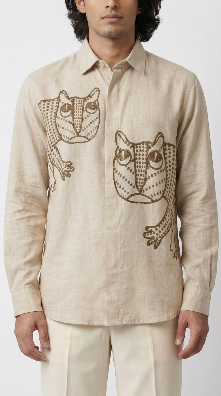 Gond Tiger Shirt Men close-up front view
