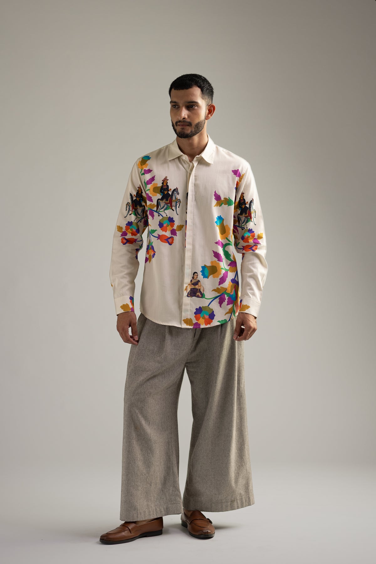 Kalighat Ensemble Shirt - Men - Off White - Giza Cotton