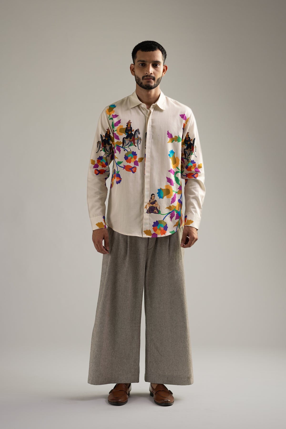 Kalighat Ensemble Shirt - Men - Off White - Giza Cotton