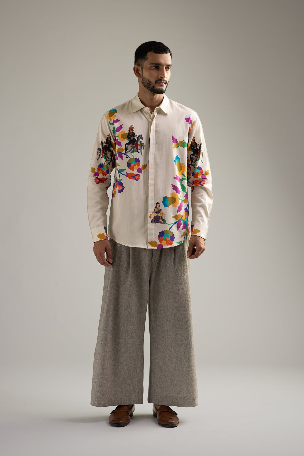 Kalighat Ensemble Shirt - Men - Off White - Giza Cotton