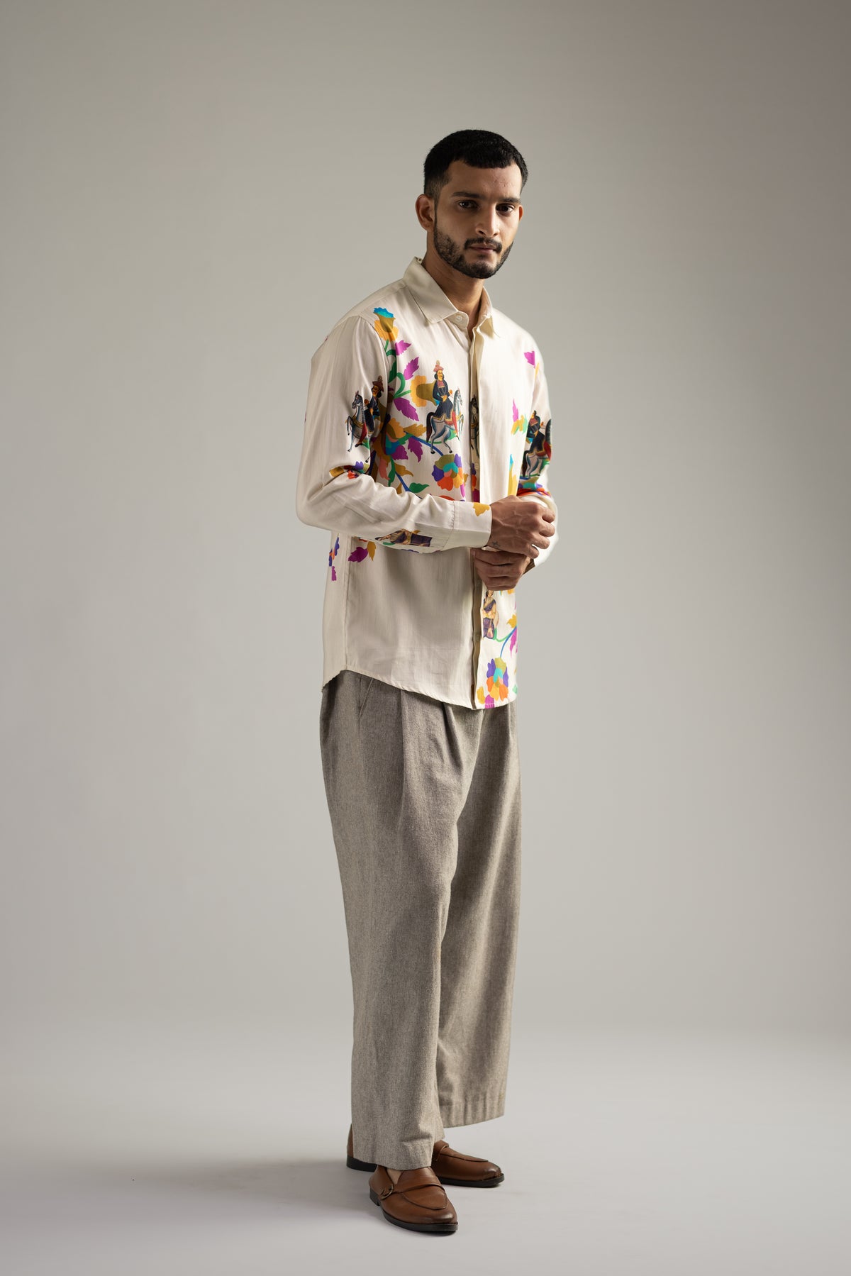 Kalighat Ensemble Shirt - Men - Off White - Giza Cotton